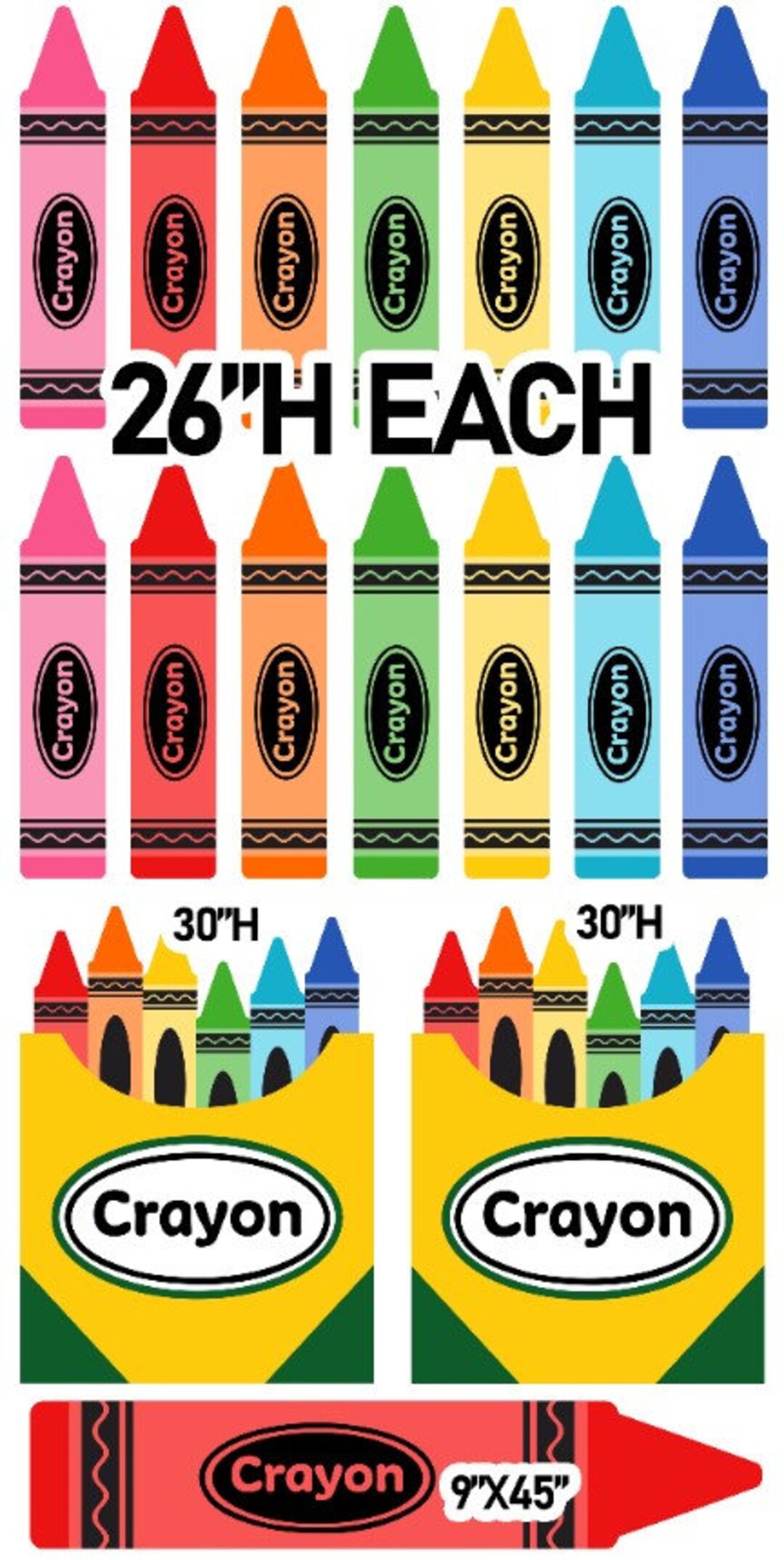 School Crayons Props Decorations Backdrops Cutouts Signs Decor Table