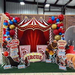 8ft tall 8ft wide Red Circus Tent Party Props decorations backdrops coroplast cutouts signs  (No stakes or stands included)