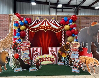 8ft tall 8ft wide Red Circus Tent Party Props decorations backdrops coroplast cutouts signs  (No stakes or stands included)