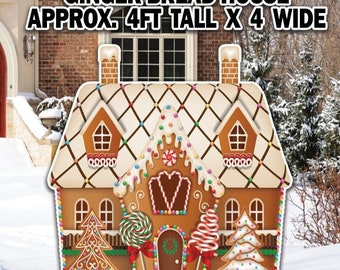 4FT TALL gingerbread house  Party Props decorations backdrops cutouts signs table centerpieces Yard cards (NOstandsincluded