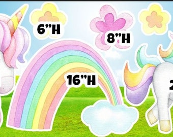 qs UNICORN QS Party Props decorations backdrops cutouts signs decor table centerpieces Yard cards (NOstandsincluded