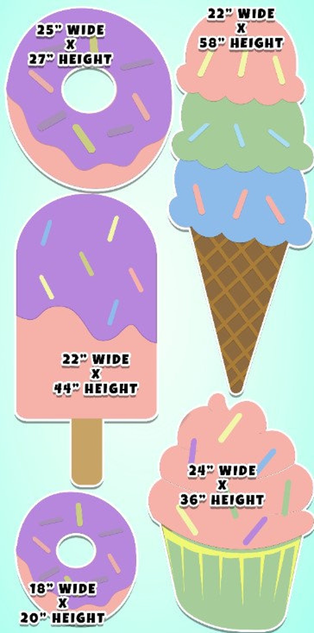 Ice Cream Props Decorations Backdrops Cutouts Signs Table Centerpieces ...