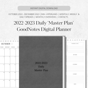 15 Monate Täglicher Masterplan | Tageskalender | Digitaler Planer | GoodNotes | Oktober 2022-Dezember 2023 | Vertikale