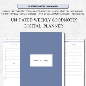 Un-Dated Weekly GoodNotes Digital Agenda | Digital Planner | GoodNotes | January - December | Vertical Orientation
