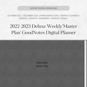 15 Monate Deluxe Master Plan Wochenkalender | Digitaler Planer | GoodNotes | Oktober 2022-Dezember 2023 | Horizontal
