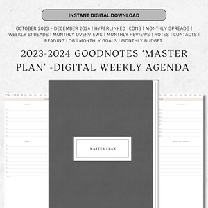 15 Monate Masterplan Wochenkalender | Digitaler Planer | GoodNotes | Oktober 2023-Dezember 2024 | Vertikal