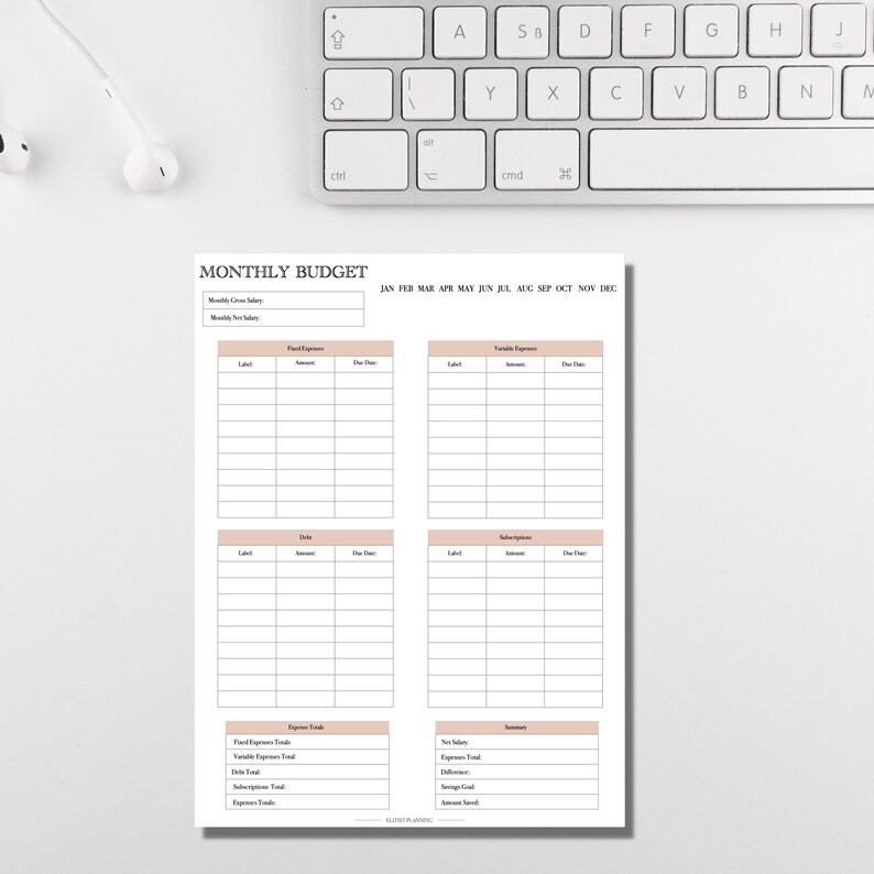 Monthly Budget Printable PDF | Customizable | Monthly Budget - Etsy
