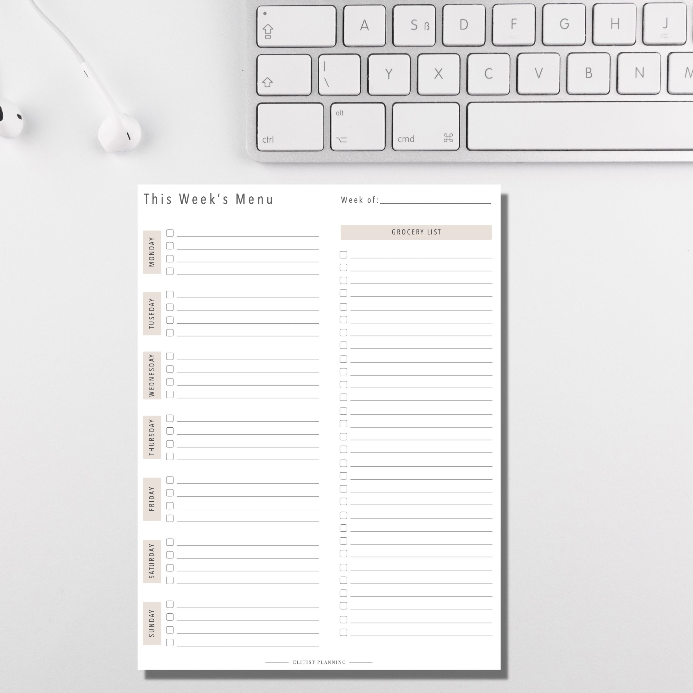 Weekly Meal Planner Printable | Customizable PDF | Undated | Vertical ...