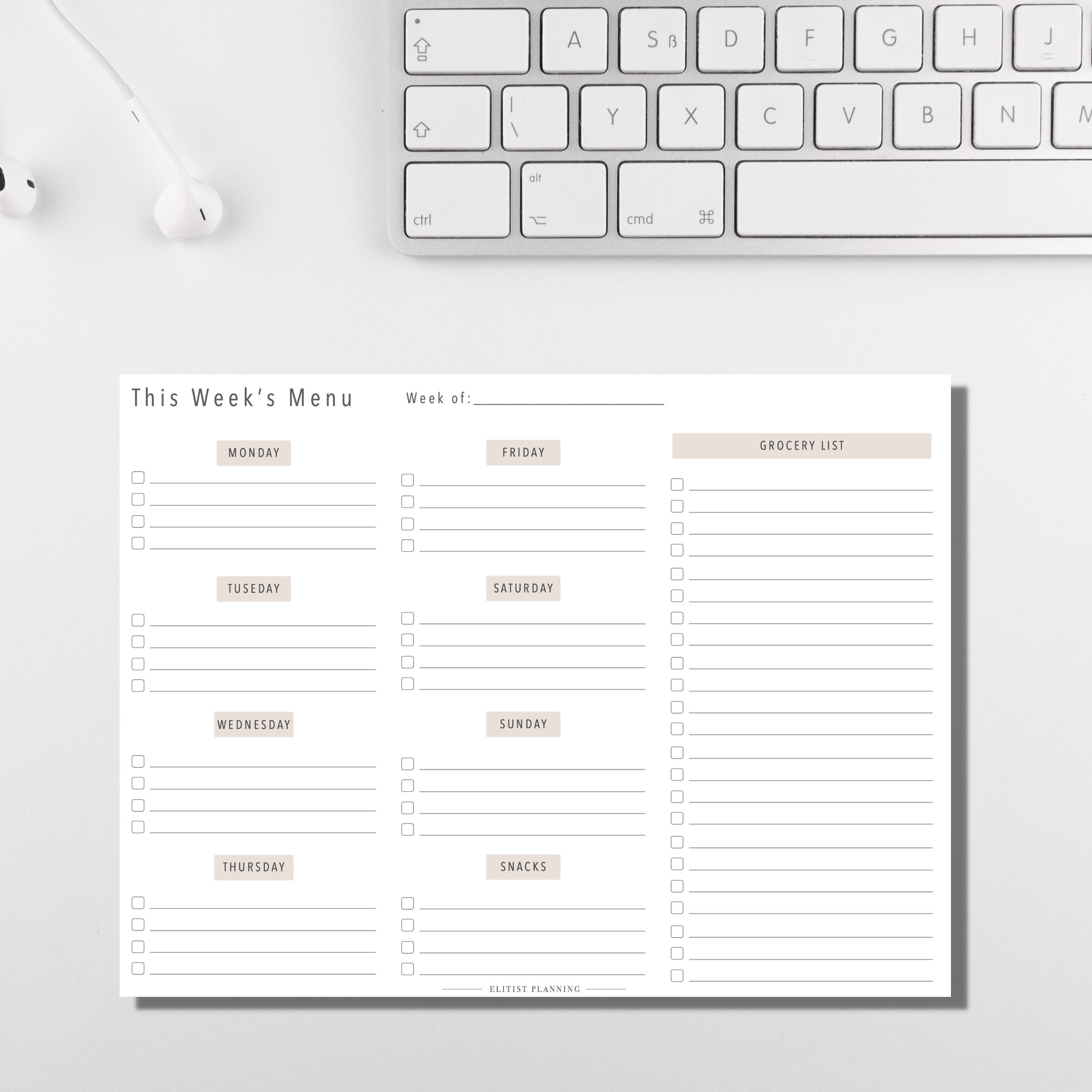 Weekly Meal Planner Printable | Customizable PDF | Undated | Horizontal ...
