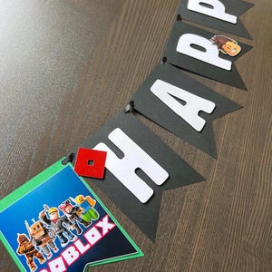 roblox party favor box | set of 5 | party decorations | cake topper birthday banner