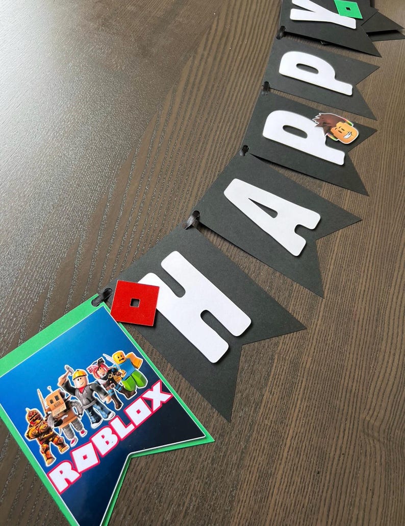 roblox party favor box | set of 5 | party decorations | cake topper birthday banner