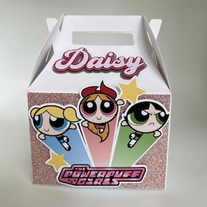 power puff girls favor boxes | gable boxes | set of 6 | party decorations | cake topper