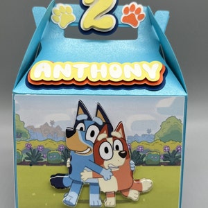 Dog party favor box | blue dog pink or blue boxes | gable box | set of 6 | party decorations | cake topper