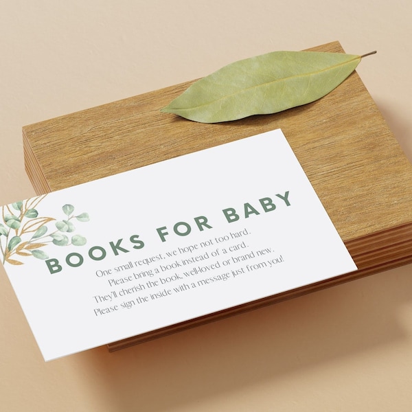 Bücher für Baby, Baby Bibliothek, botanische Baby Shower Karteneinlage