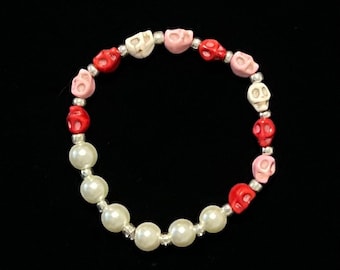 Valentine Skull & Pearl Bracelet