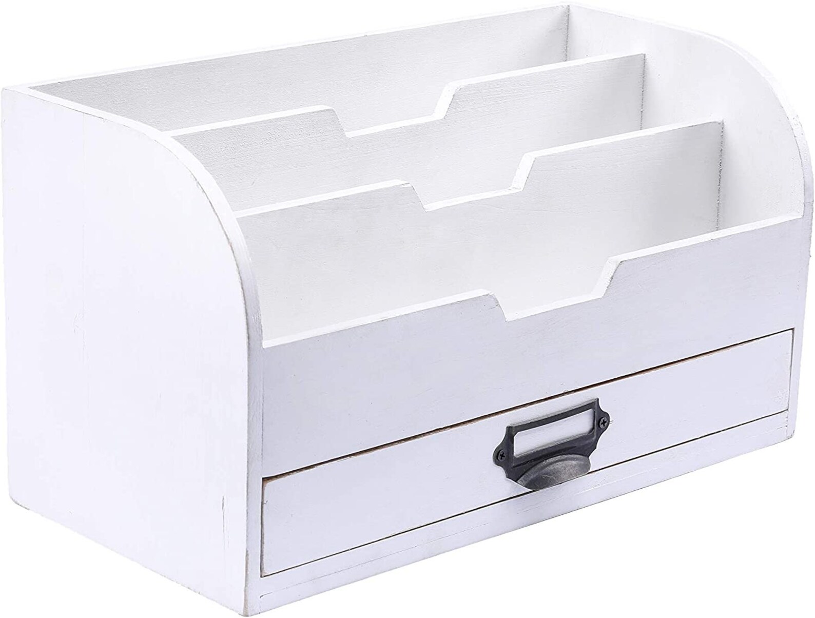 White Wooden Desk Organizer With Sliding Drawer 3 Tire Office Etsy