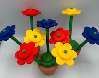 Builder Brick Block Flowers