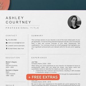 Professional Resume Template Word, Google Docs & Pages, Clean Modern Executive Resume, Minimalist CV Template with Photo, Cover Letter 2023