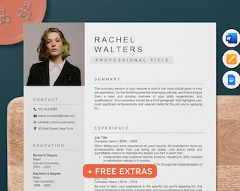 Modern Resume Template: Professional CV Design (Instant Download)