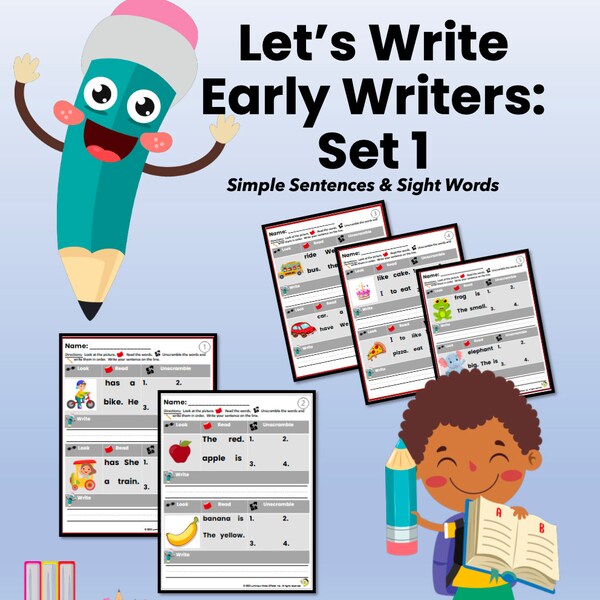 Let's Write!  Early Writer's Set 1: Simple Sentences & Sight Words