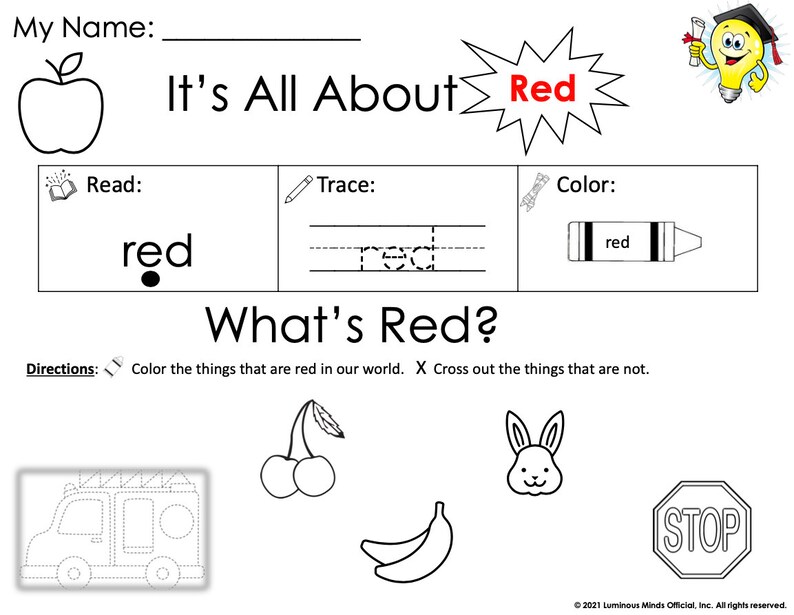 Learn Color Red Activity Pack | Preschool Worksheets (digital Download ...