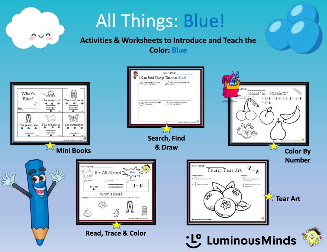 The Color Blue Activity Pack | Introduce and Teach the Color Blue - Etsy