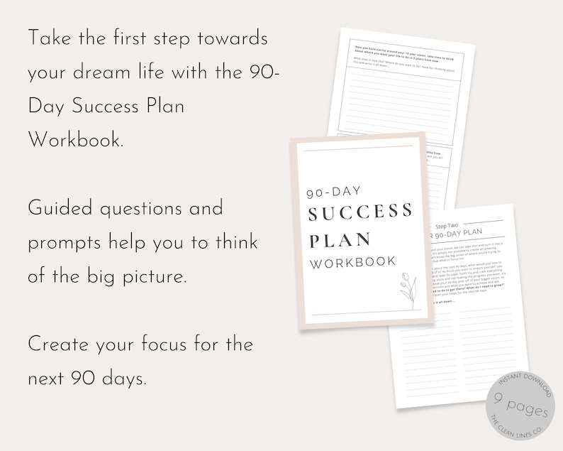 90 Day Planner | Undated Guided Goal Setting Workbook With Daily ...