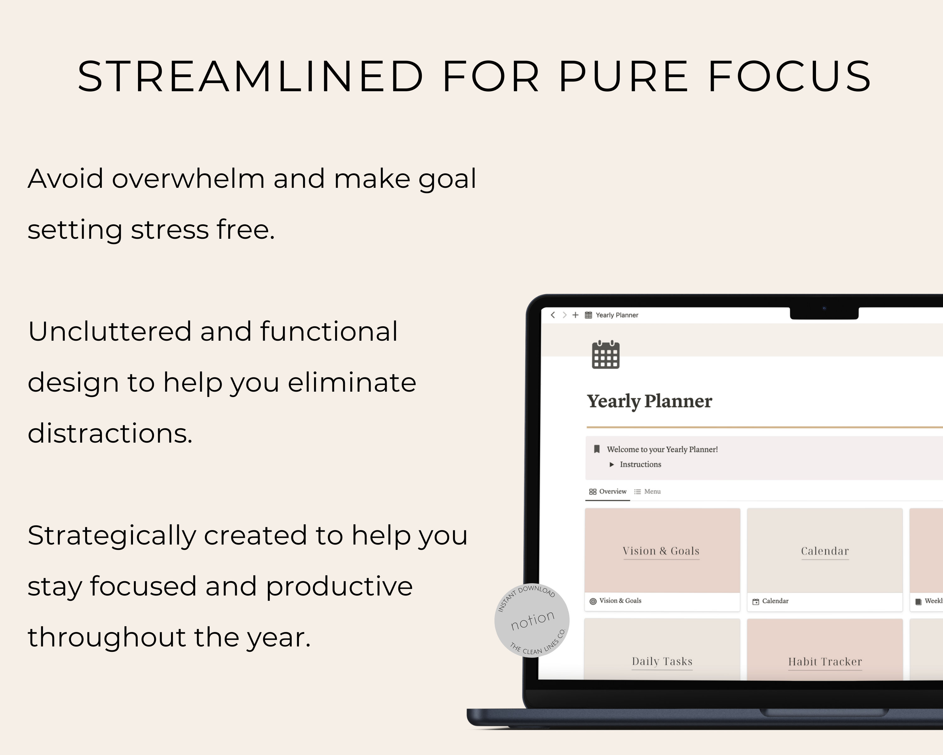 Notion Yearly Planner Notion Template Weekly Undated All in One