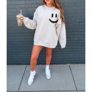 Smiley Face Sweatshirt | Smile Shirt | Embroidered Tee | Embroidered Smile Sweatshirt | Custom Sweatshirt | Retro Smiley Face Shirt