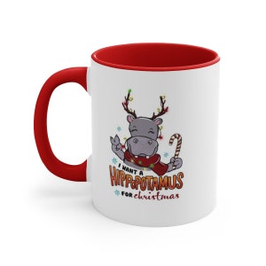 I Want A Hippopotamus Weihnachtstasse, personalisierte Weihnachtstasse, Keramiktasse, Weihnachtsgeschenkideen, Nikolausstiefel Stuffer, Kinder Weihnachtsgeschenk