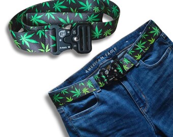 Belt Cannabis 420 Tactical Belt by BEHYR Gear - Quick release polyester military, hiking, tactical belt buckle