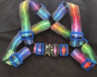 BEHYR Unisex Bulldog Tactical Harness - RAINBOW LIGHTNING