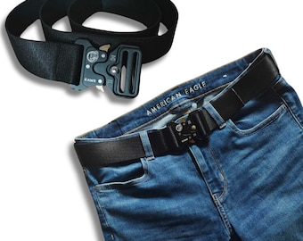 Belt Solid Black Tactical Belt by BEHYR Gear - Quick release polyester military, hiking, tactical belt buckle