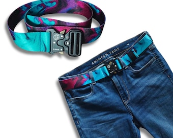 Belt Vibrant Swirl Tactical Belt by BEHYR Gear - Quick release polyester military, hiking, tactical belt buckle