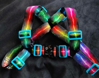 BEHYR Unisex Bulldog Tactical Harness - RAINBOW LIGHTNING
