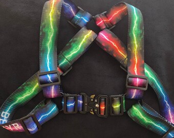 BEHYR Unisex Bulldog Tactical Harness - RAINBOW LIGHTNING
