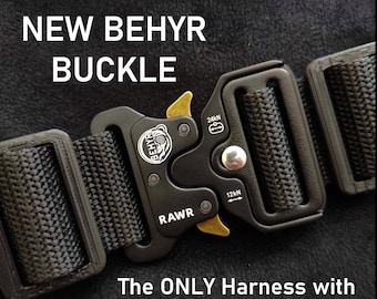 BEHYR Unisex Bulldog Tactical Harness - Black and Rainbow Color Pop