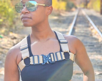BEHYR Unisex Bulldog Tactical Harness - Carolina Blue with White