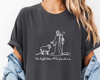 Comfort Colors® Jesus Christmas T-Shirt, He Left The 99 Shirt, Xmas Religious Tshirt, Bible Verse Tee, Jesus Story T shirt, Church Tshirt