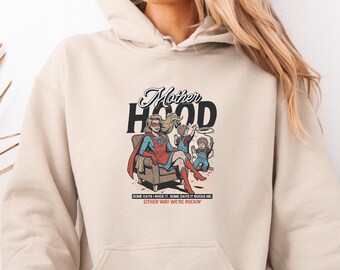 Super Hero Mum Hoodie, Mothers Day Gift Top, Retro Motherhood Pullover, Hero Mama Jumper