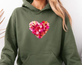 Cute Heart Pullover, Love Gif Hoodie, Wife Gift Jumper, Valentines Dat Jumper, Painted Heart Jumper, Rainbow Heart Jumper, Heart Pullover