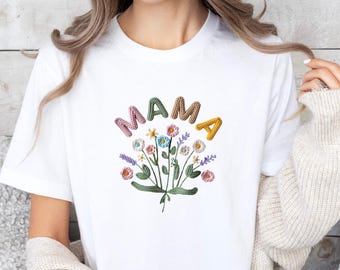 Floral Mother T-Shirt, Mothers Day Gift Tee, New Mum Shirt, Retro Mummy TShirt
