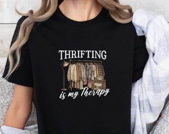 Thrifting Therapy T-Shirt, Retro Therapy Shirt, Vintage Design TShirt, Aesthetic Thrifting Tee