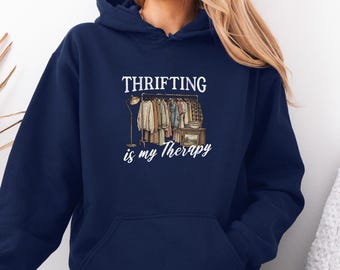 Thrifting Therapy Hoodie, Retro Therapy Pullover, Vintage Design Jumper, Aesthetic Thrifting Top