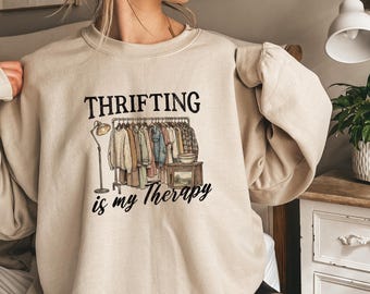 Thrifting Therapy Hoodie, Retro Therapy Pullover, Vintage Design Jumper, Aesthetic Thrifting Top