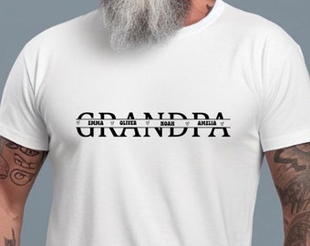 Personalised Grandpa Tshirt, Grandkids Names Shirt, Grandad with Grandkids T-Shirt, Custom Name Tee, New Grandad TShirt, Grandfather T Shirt