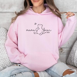 Mama Bear Hoodie, Custom Date Mum Jumper, Personalised Mama Top, New Mum Pullover, Mum To Be Jumper, Mothers Day Gift Top, EST 2025 Mum Top image 2