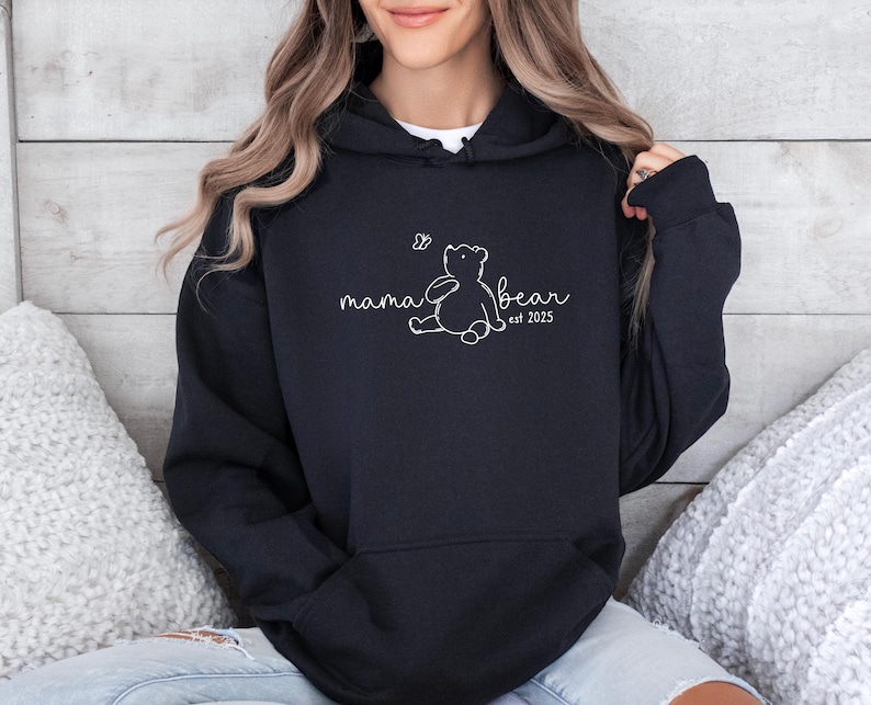 Mama Bear Hoodie, Custom Date Mum Jumper, Personalised Mama Top, New Mum Pullover, Mum To Be Jumper, Mothers Day Gift Top, EST 2025 Mum Top image 6