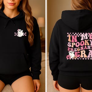 Spooky Pregnant Hoodie, Halloween Pregnant Jumper, New Mum Gift Top, Baby Ghost Pullover, Cute Ghost Hoodie, Back And Front Top, Mum Jumper