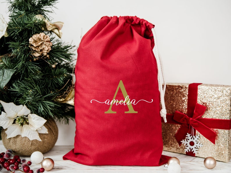 Initial Storage Bag, Personalised Bag, Laundry Bag, Christmas Sack, Kids Toy Bag, Toys Storage, Monogram Bag, Drawstring Bag, Custom Bag image 2